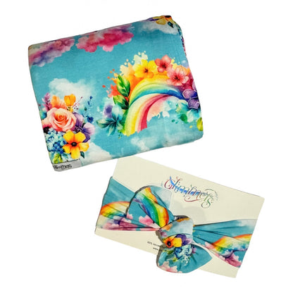 Swaddle with Headband - Rainbow Daydreams