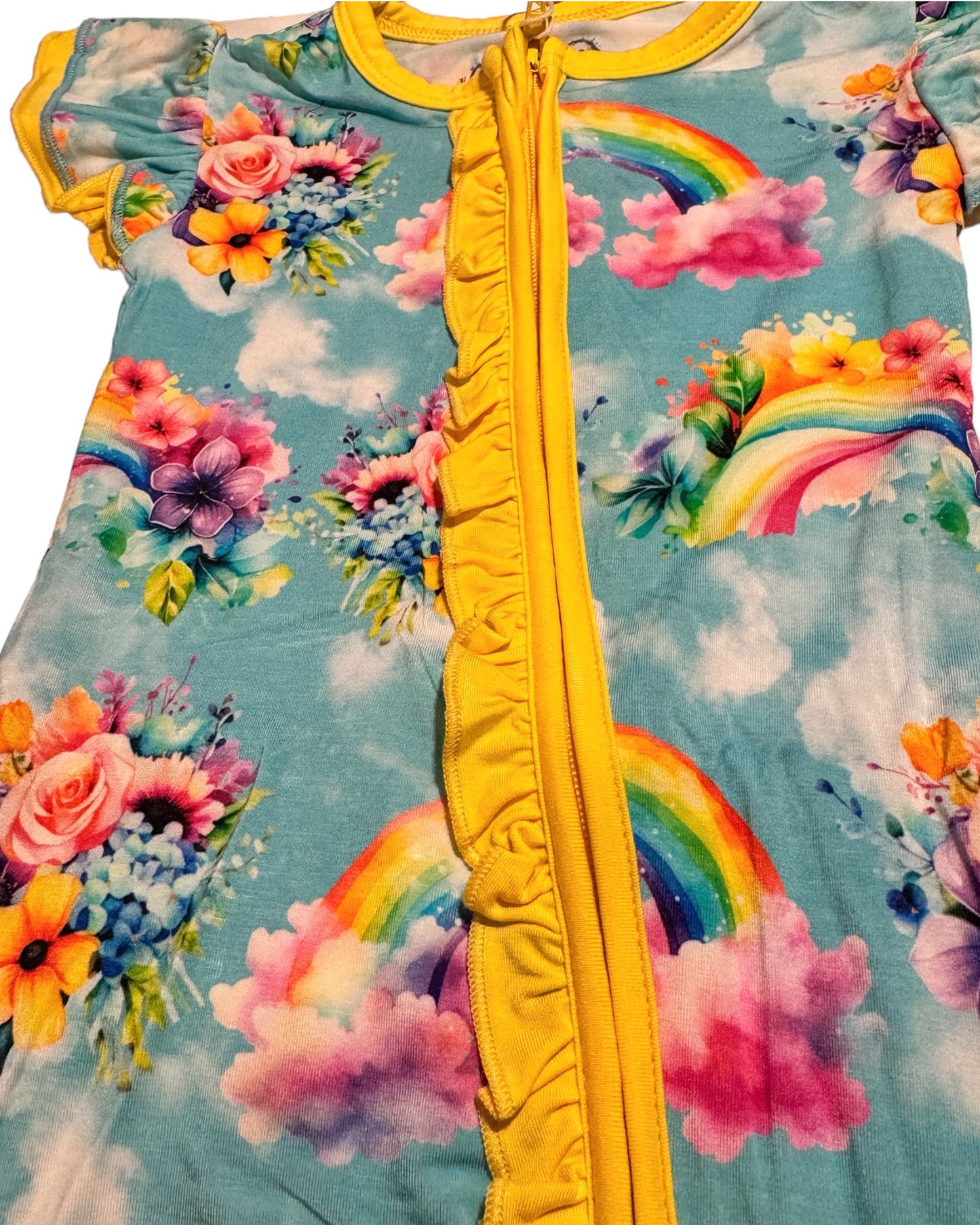 Flutter Sleeve Romper - Rainbow Daydreams