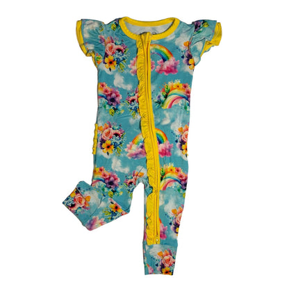 Flutter Sleeve Romper - Rainbow Daydreams